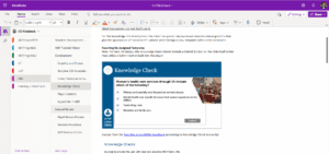Screenshot of microsoft one note